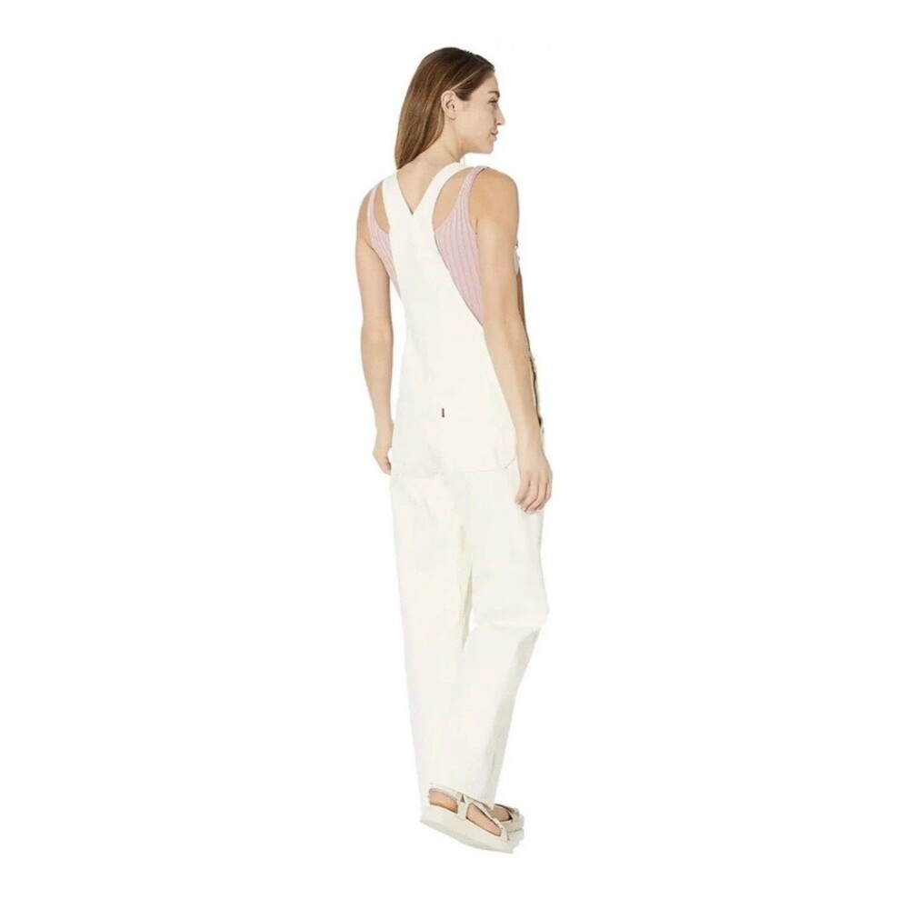 (Q1) NWT Levi's Women's Utility Loose Cream Denim Overall Easy Ecru-Natural,Sz M - Picture 4 of 16